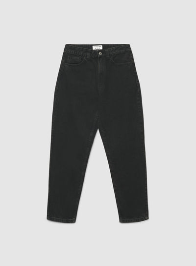Jeans mom a vita alta tinta unita