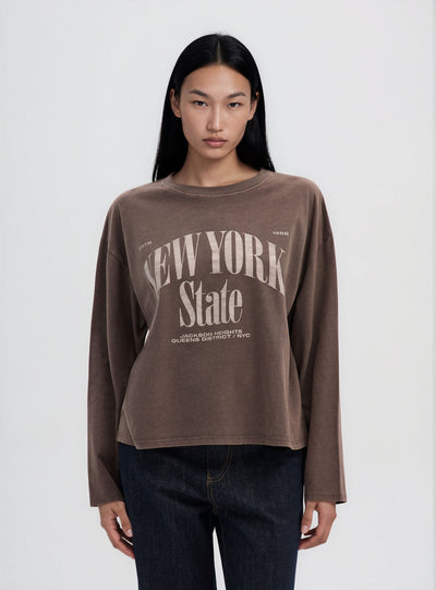 T-shirt ampia con stampa college