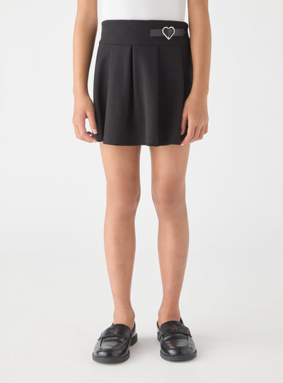 Skort with pleats and heart applique