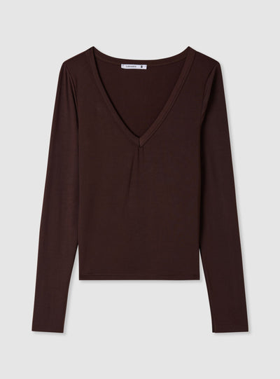 T-shirt a maniche lunghe con scollo a V