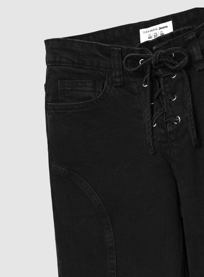 Jeans bootcut con allacciatura