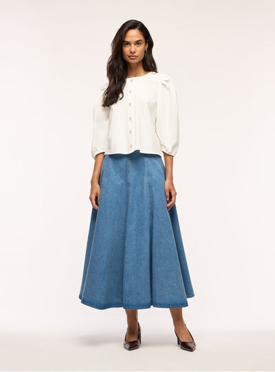 Gonna lunga svasata in denim