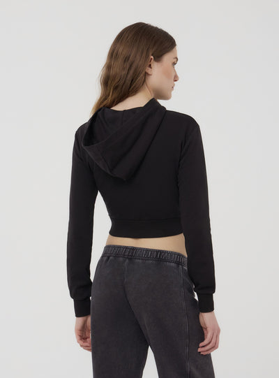 Felpa crop con cappuccio e zip