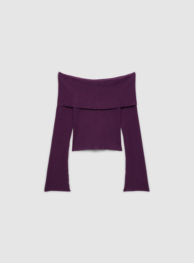 T-shirt a coste con spalle scoperte