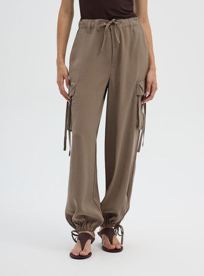 Pantaloni wide leg cargo con coulisse