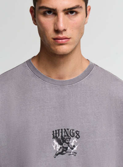 T-shirt Over con stampa angelo