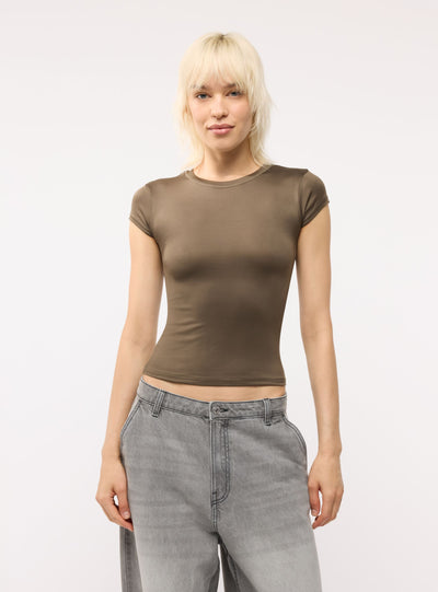 T-shirt a tinta unita a manica corta