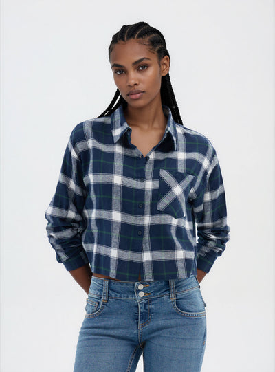 Camicia crop a quadri