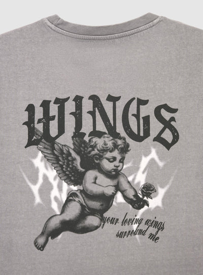 T-shirt Over con stampa angelo