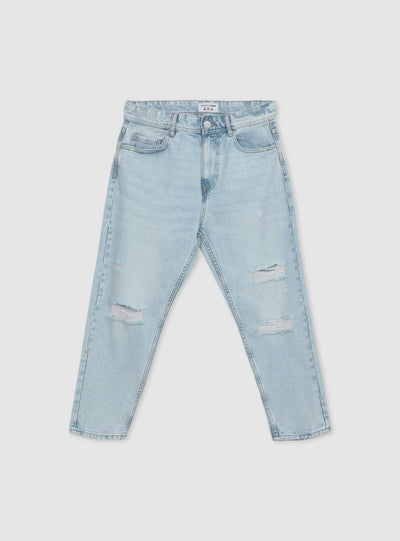 Light loose-fit jeans with rips