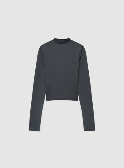 T-shirt crop a lupetto tinta unita