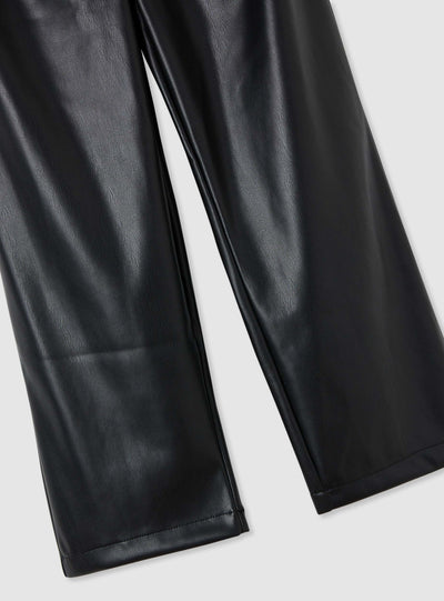 Wide leg faux leather trousers