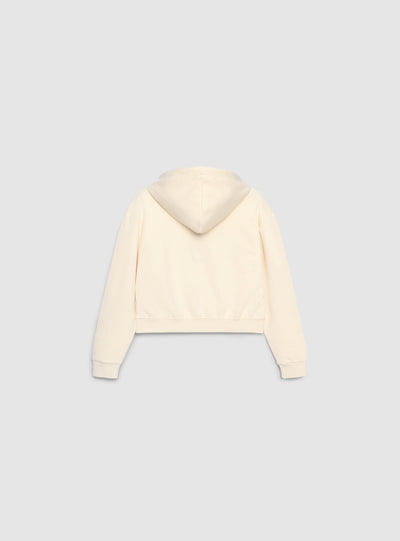 Felpa crop con cappuccio e stampa college
