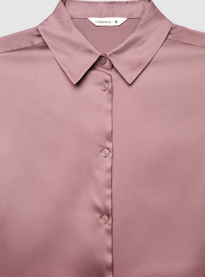 Camicia ampia in satin a tinta unita