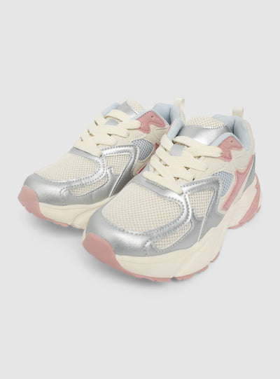 Sneakers con inserto a rete e suola chunky