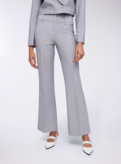 Pantaloni a zampa a vita alta mélange