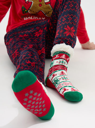 Calcetines acolchados con estampado navideño
