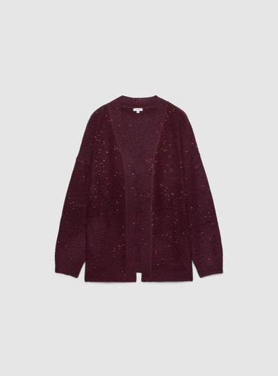 Cardigan aperto con micro paillettes