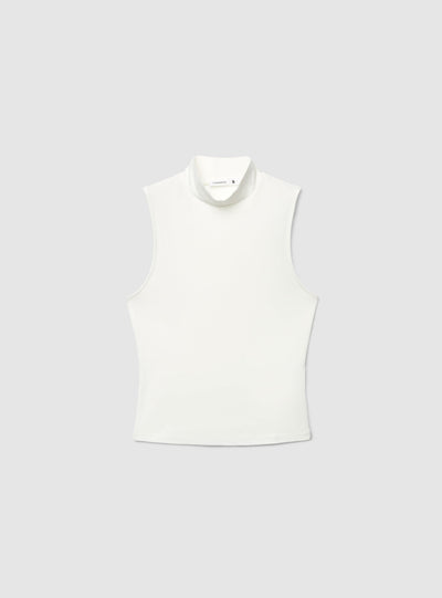 Top crop a tinta unita con collo lupetto