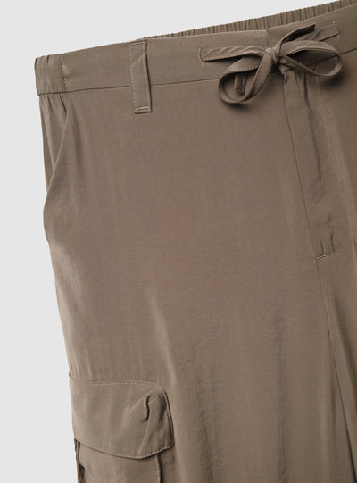 Pantaloni wide leg cargo con coulisse