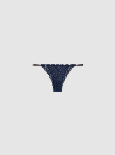 Slip brasiliana in pizzo con strass