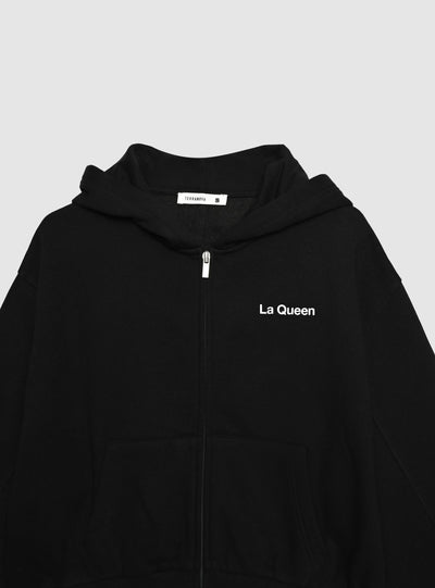 Felpa crop con cappuccio e zip con scritte