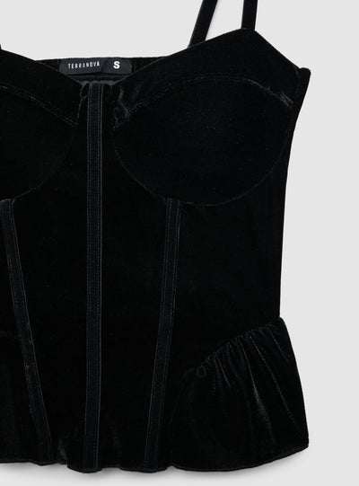 Top bustier con coppe e peplum