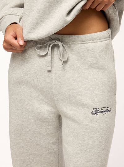 Pantaloni tuta wide leg con ricamo college