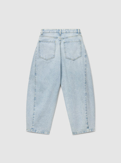 Jeans barrel a tinta unita