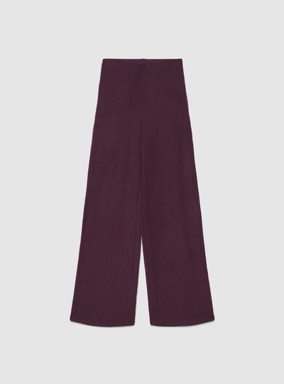 Pantaloni maxi wide leg a costine tinta unita