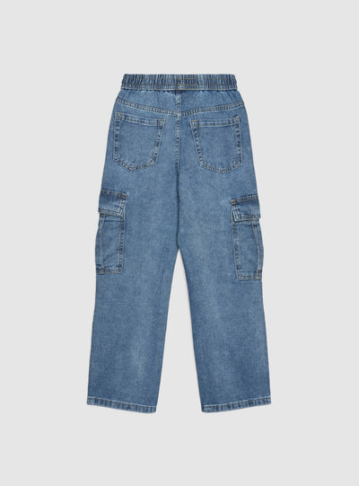 Jeans maxi cargo con coulisse