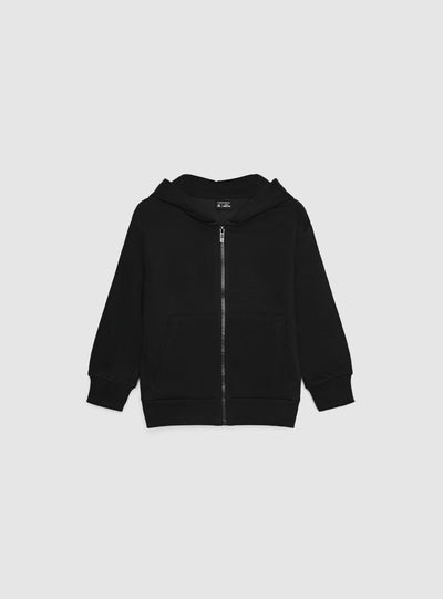 Felpa con cappuccio e zip a tinta unita