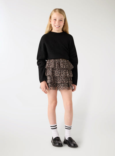 Gonna con balze e stampa animalier