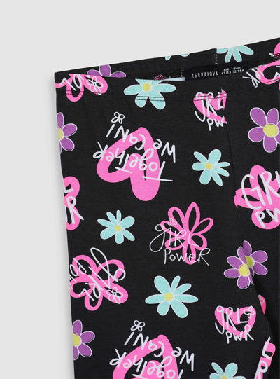 Three-quarter leggings with flowers