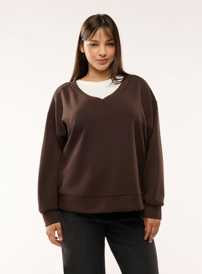 Felpa oversize con scollo a v