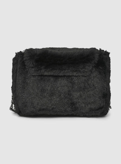 Synthetic fur shoulder bag