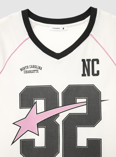 T-shirt a rete ampia con stampa college