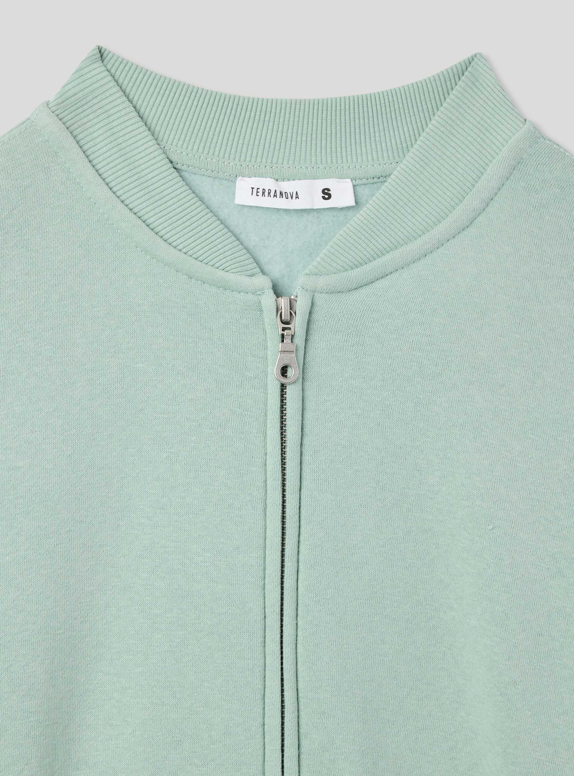 Felpa crop senza cappuccio con zip tinta unita Verde acqua chiaro SAB0070613001S992 - Terranova Felpa crop senza cappuccio con zip tinta unita Verde acqua chiaro SAB0070613001S992 - Terranova