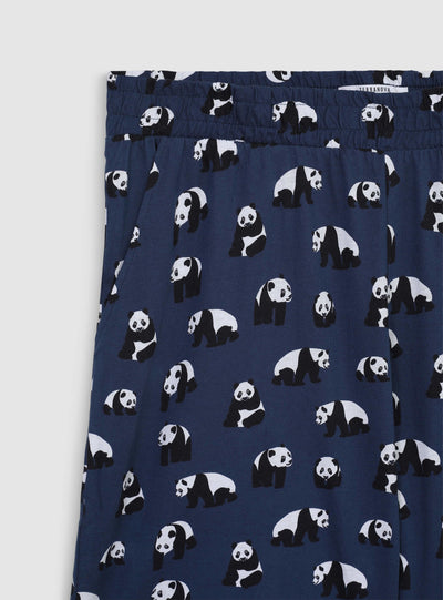 Pajama set with t-shirt and bermuda shorts featuring a panda