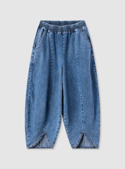 Jeans ampi con elastico in vita