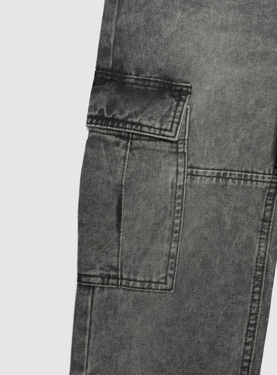 Jeans cargo wide leg con coulisse