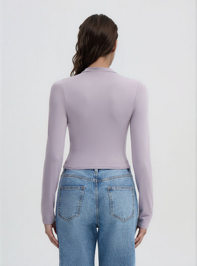 T-shirt crop a lupetto tinta unita