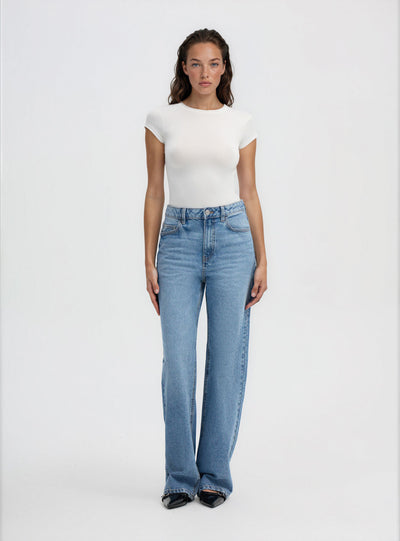Jeans wide leg a tinta unita