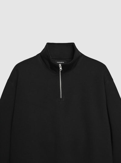 Felpa con collo alto e mezza zip