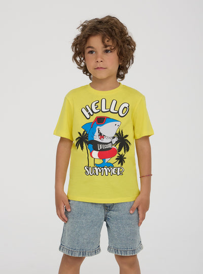T-shirt con stampa squalo