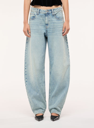 Jeans balloon con applicazioni strass