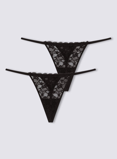 Pack 2 perizoma t-tong in pizzo
