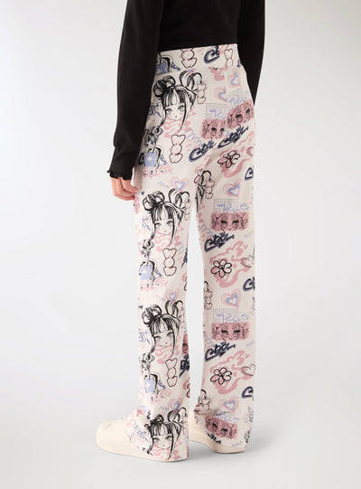 Leggings lunghi a zampa con stampa