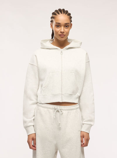 Felpa crop con cappuccio e zip