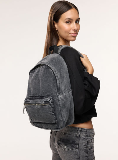 Zaino in denim con tasca frontale